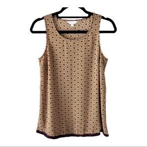 Charming Charlie Sleeveless Boho Fringe Hem Floral Blouse Size Small